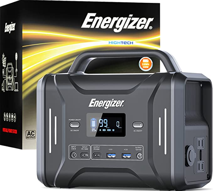 Energizer Portable Power Station 320Wh/300W Solar Generator PPS320 PD100W Fast Charging Input&Output / LiFePO4 Batteries Multiple Charging Ports, Emergency Power Supply for Home Use