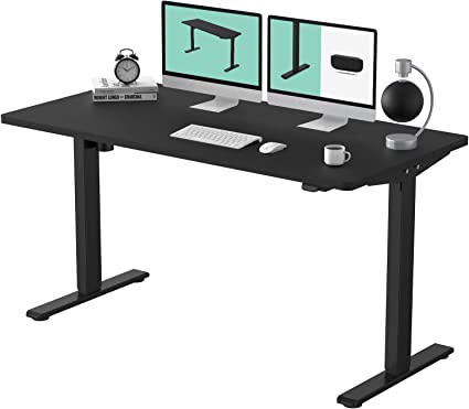 FLEXISPOT 55 x 28 Inches Electric Stand Up Desk Workstation, Whole-Piece Desk Board Home Office Computer Standing Table Height Adjustable Desk (EC1 Classic Black Frame   55" Black Top)