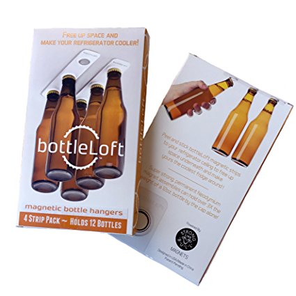 BottleLoft by Strong Like Bull Magnets, the original magnetic bottle hanger, 4 strip pack (hangs 12 bottles)