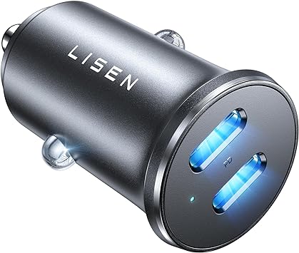 LISEN 90W USB C Car Charger, All Metal Super Fast iPhone 15 Car Charger USB C Fast Charging, Mini PD 45W & PD 45W Dual Type C Car Charger Adapter for iPhone 15 Pro Max 14 13 Galaxy S23/22 iPad Pro