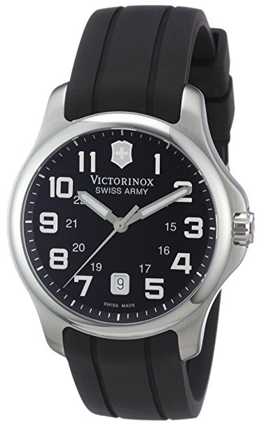 Victorinox Men's 241357 Swiss Army  Officer's Analog Swiss Quartz Black Rubber Watch