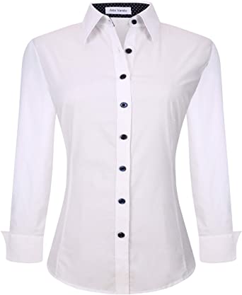 Alex Vando Womens Dress Shirts Regular Fit Long Sleeve Stretch Work Shirt