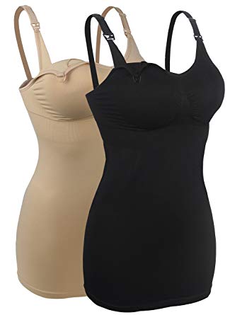 iLoveSIA 2Pack Seamless Nursing Cami Tank Top with Build-in Maternity Bra