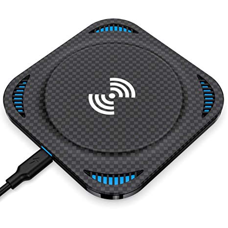 Fast Wireless Charger, Amuoc 10W Qi-Certified Wireless Charging Pad, Compatible iPhone Xs Max/XR/XS/X/8/8 Plus, 10W Fast-Charging Galaxy S10/S9/S9 /S8/Note 9/Note 8 (No AC Adapter) - 2019 New Version