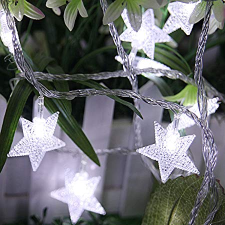 GPCT [Star Fairy] LED Crystal Clear [40 Clear Stars] String Light. 13 Foot Long, Great for Outdoor, Indoor, Christmas, Home, Parties, Decorations, Wedding, Garden, Patio, Bedroom, Festival- White