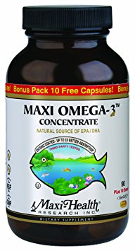 Maxi Health Omega-3 Fatty Acids Concentrate - Fish Oil - 2000mg - 90 Gel Capsules - Kosher