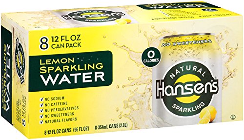Hansen's Sparkling Water, Lemon, 12 fl oz,(Pack of 8)
