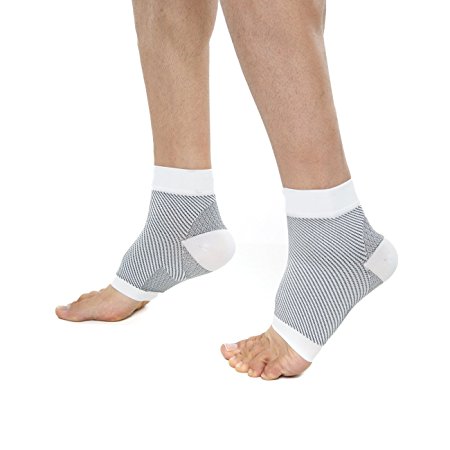AIDOUT Compression Foot Sleeves - Plantar Fasciitis Ankle Braces - Lightweight Ankle Support - Relief for Arch Pain, Foot Pain and Discomfort - Stabilizer For Men And Women - Great for Golf, Tennis, Basketball, Walking, Running - 1 Pair