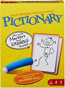 Pictionary Quick Drawing Board & Guessing Game for Family, Kids, Teens & Adults, with Dry Erase Boards, Special Markers & Clue Cards with a Unique Catch-All Category [Amazon Exclusive]