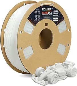 OVERTURE Turbo PLA Filament 1.75mm Rapid PLA Filament High Speed 600mm/s, 1KG Cardboard Spool (2.2lbs), Dimensional Accuracy  /- 0.02mm, Fit Most FDM Printer(Plaster White)