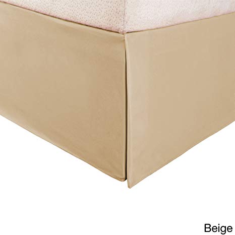 Cruiz Linen Italian Finish Egyptian Cotton Tailored Split Corner Bed Skirt with 18-inch Drop Length - Queen Size (60 x 80) Color Beige (Solid Style) Made from 550 Thread Count