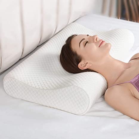 Wilton Memory Foam Pillow,Orthopedic Pillow for Neck Pain Cervical Contour Memory Foam Pillow,Orthopedic Pillow for Neck Pain,Orthopedic Contour Pillow Support Folding (White)