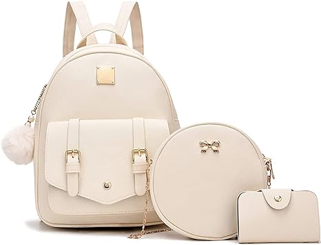 Alice Girls 3-PCS Fashion Cute Mini Leather Backpack sling & pouch set for Women//Rakhi gift for Sister