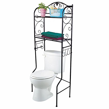 VDOMUS Bathroom Space Saver Over the Toilet Wire Shelf Shelves -Black