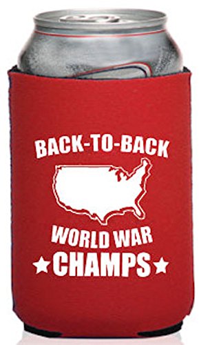 Funny Guy Mugs Back-To-Back World War Champs Neoprene Can Coolie, Red
