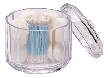 Estilo 100% Acrylic Cotton Ball and Swab Holder and Dispenser, Canister for Cotton Balls and Swabs