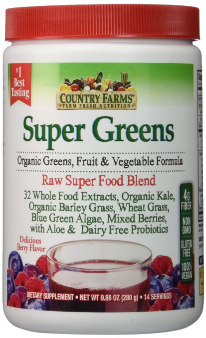 Country Farms Super Green Drink Berry Flavor 988 Ounce