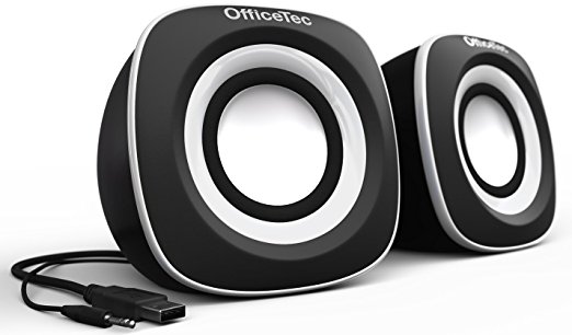 OfficeTec USB Computer Speakers Compact 2.0 System for Mac and PC (White)