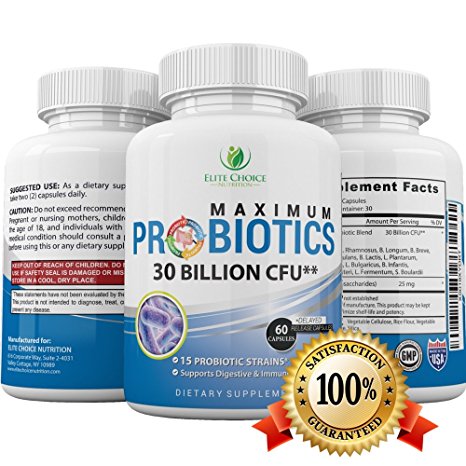 Best Probiotic Pills for Weight Loss & Digestive Support - 30 Billion CFUs 15 Strains & Prebiotic - Maximum Strength – Suitable for Men & Women - 60 Delayed Release Capsules
