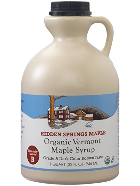 Hidden Springs Organic Vermont Maple Syrup, Dark Robust (Formerly Grade B), 32 Ounce