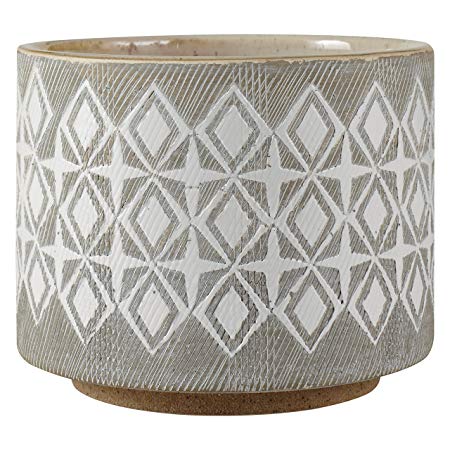 Rivet Geometric Ceramic Planter, 4.1"H, White and Grey