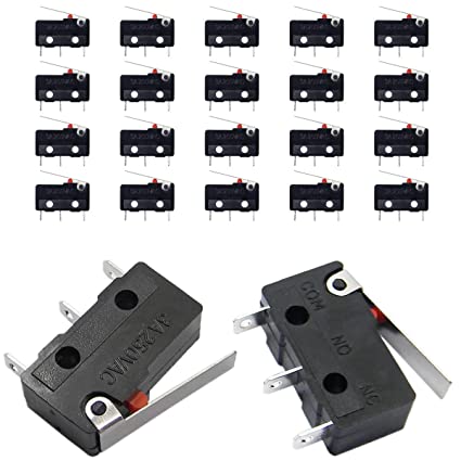 QY 20PCS Sub Micro Limit Switch Lever Arm SPDT Snap Action 5A 125 250VAC 3 Terminals Momentary Switch