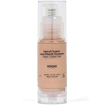 Liquid Foundation Mineral Makeup Covers Face Rosacea, Wrinkles Etc With Long Lasting Smooth Flawless Matte Finish That's Best For Young Or Mature Skin, Creamy, Oil Free, High Pigment - Bisque