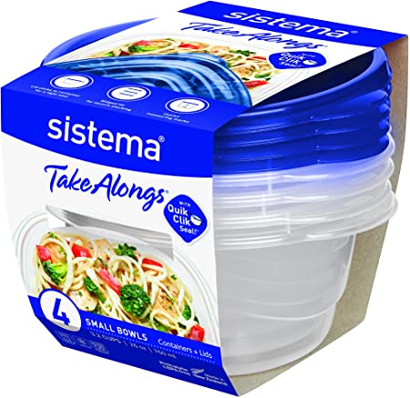 Sistema Takealongs 760ml Small Bowl 4 Pack Food Storage Containers