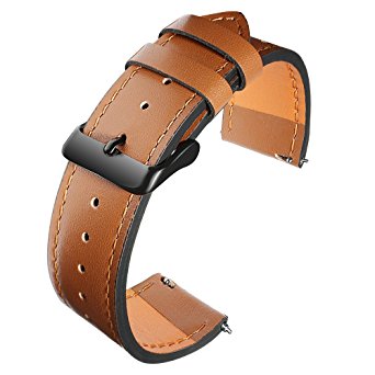 Gear S3 Watch Bands, 22mm Genuine Leather Watch Band with Quick Release Pins, Loxan Premium Soft Smart Watch Strap for Samsung Gear S3 Frontier / Classic Smartwatch, Brown