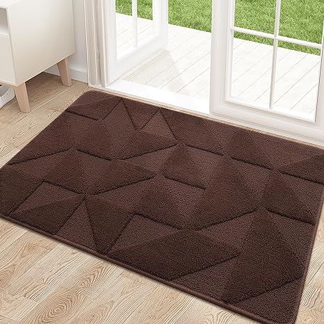 OLANLY Door Mats Indoor, Non-Slip, Absorbent, Dirt Resist, Entrance Washable Mat, Low-Profile Inside Entry Doormat for Entryway (36x24 inches, Dark Brown)