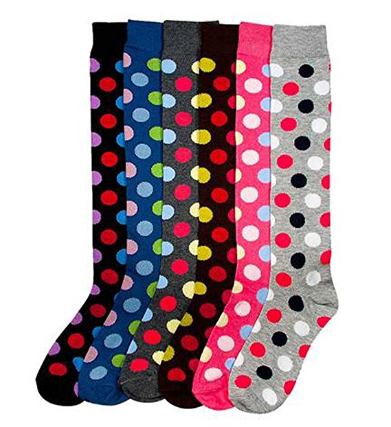 MAMIA 6 Pack Women Multi Pattern Playful and Colorful Knee High Socks