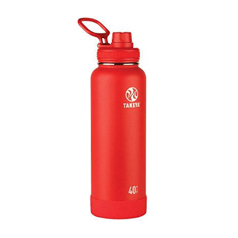 Takeya Actives Insulated Stainless Water Bottle with Insulated Spout Lid, 40oz, Fire