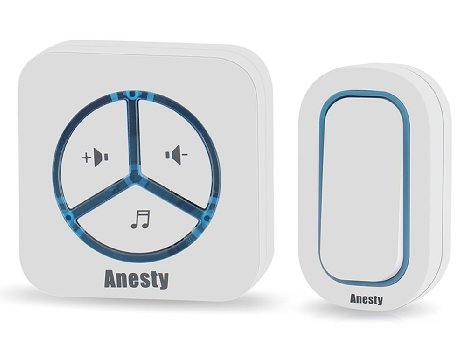 Anesty Wireless Doorbell Door Chime, Operating At Over 900-feet(280m) Range with 48 Different Ring Tones -White