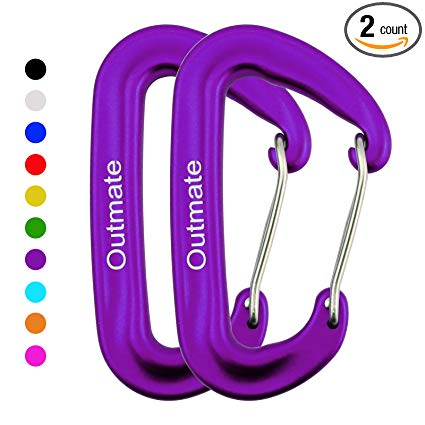 Outmate Carabiner Clip,12kN Aluminium Alloy Carabiners,Heavy Duty Clips 2645lbs/1200kg,Perfect Gear for Hammocks Camping Hiking Keyring and Utility