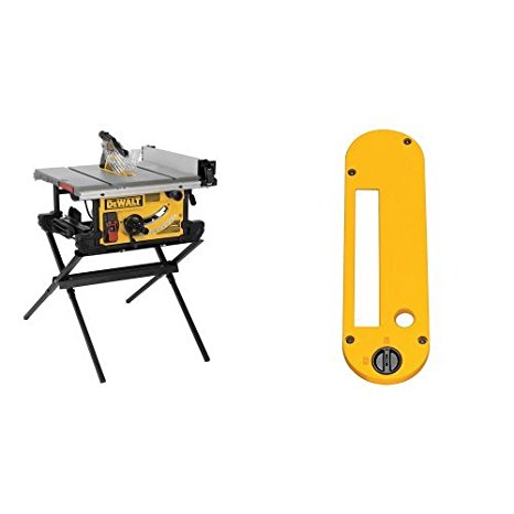 DEWALT DWE7490X 10-Inch Job Site Table Saw with Scissor Stand with Dado Throatplate for 10-Inch Portable Table Saw