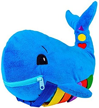 BUCKLE TOY "Blu" Whale - Toddler Early Learning Basic Life Skills Children’s Plush Travel Activity