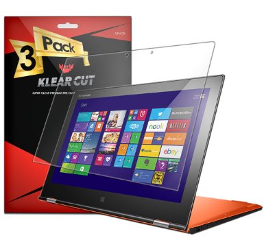 Klear Cut [3 Pack] - Screen Protector for Lenovo Yoga 2 Pro - Lifetime Replacement Warranty - Anti-Bubble & Anti-Fingerprint High Definition (HD) Clear Premium PET Cover - Retail Packaging