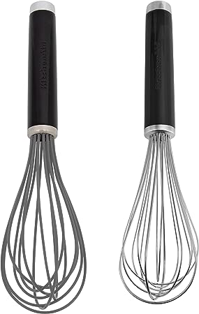 KitchenAid Utility and Silicone Whisk Set, Set Of 2, Black