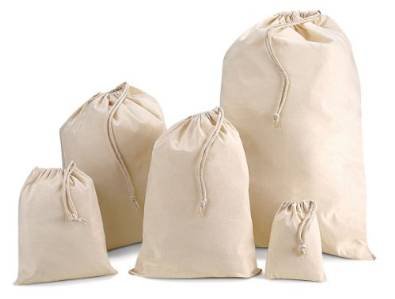 Natural Coloured Cotton Drawstring Bags in a choice of size (M 30cm x 45cm)***