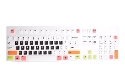 Leze - Ultra Thin Silicone Keyboard Protector Skin Cover for Logitech Models MK120 K120 - White Black