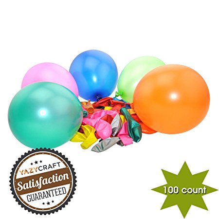 Balloons for Party -- Pearlized Crystal (Assorted Colors 100 count) Wholesale Bulk -- Yazycraft