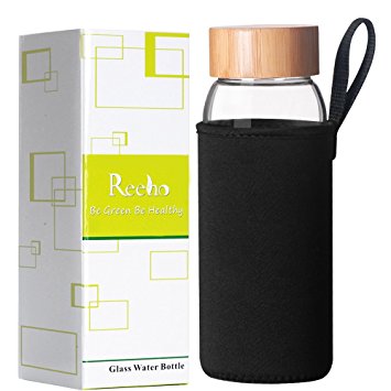 Reeho 24 Ounce BPA-Free Borosilicate Glass Water Bottle With Portable Protective Neoprene Sleeve