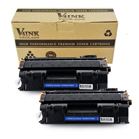 V4INK 2 Pack Compatible Replacement for 05A CE505A Toner Cartridge - Black for use in HP LaserJet P2035, P2035n, P2055dn series printers