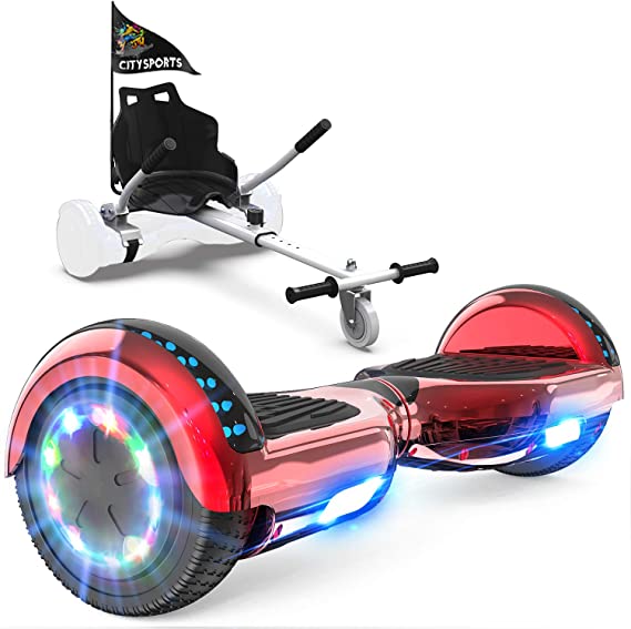 GeekMe hoverboard go kart attachment, Sayway with Hoverkart 6.5 inch with Bluetooth Speaker, LED Lights, Gift for Kid, Teenager and Adult