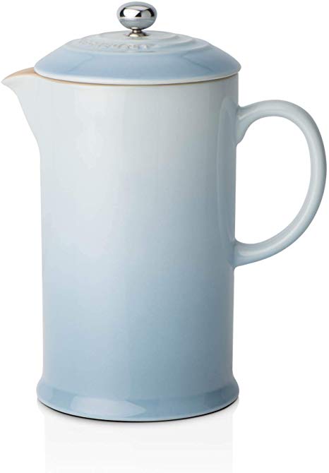 Le Creuset Stoneware Cafetière French Press with Stainless Steel Plunger, 1 Litre, Serves 3-4 Cups, Coastal Blue, 91028200256000