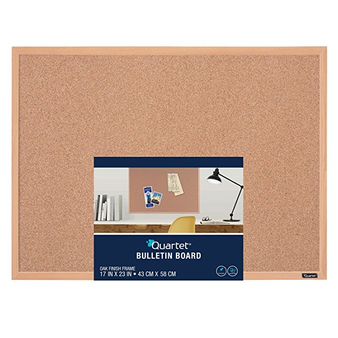 Quartet Cork Bulletin Board, 17 x 23 Inches, Oak Finish Frame (35-380342Q)