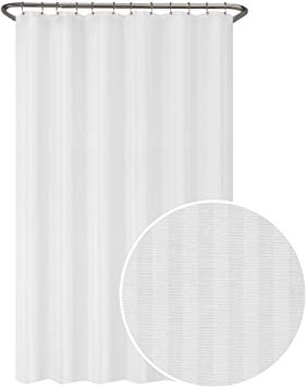 MAYTEX Ultimate Striped Waterproof Fabric Shower Curtain or Liner, 70" x 72", White
