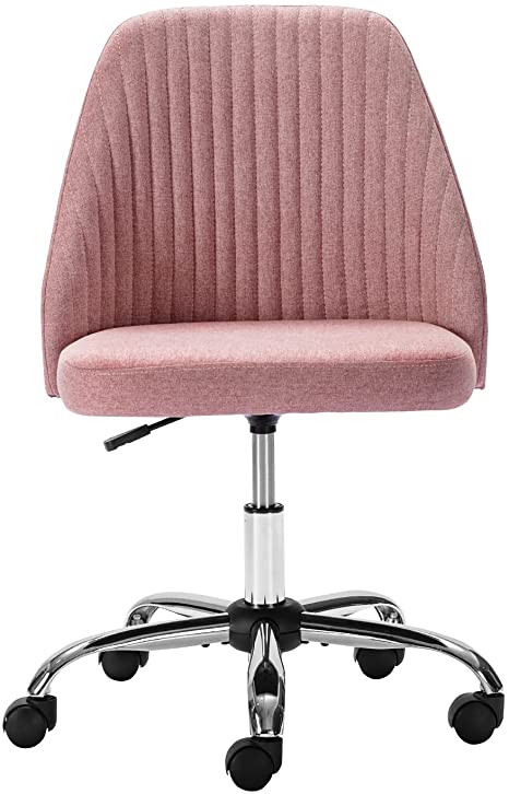 Home Office Chair, Mid-Back Armless Twill Fabric Adjustable Swivel Task Chair for Small Space, Living Room, Make-up, Studying