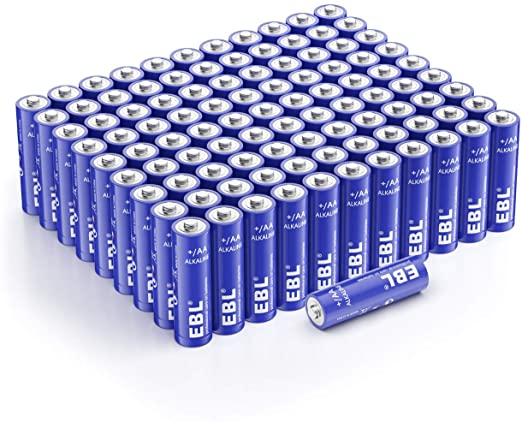 EBL AA Batteries - 1.5 Volt Double A Alkaline Batteries for Household and Business - Pack of 100