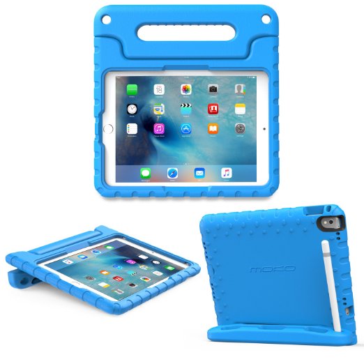 iPad Pro 97 Case - MoKo Kids Friendly Shock Proof Convertible Handle Light Weight Super Protective Stand Cover Case with Apple Pencil Holder for Apple iPad Pro 97 Inch 2016 Release Tablet BLUE